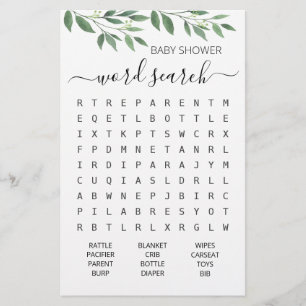 Papier Jeu de recherche de mots Baby Shower jeu de fête