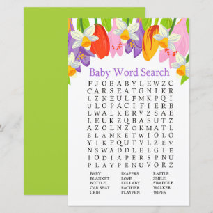 Papier Jeu de recherche de mots Baby shower Tulip