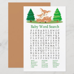 Papier Jeu de recherche de mots de Baby shower de cerfs m