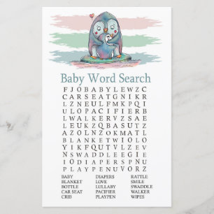 Papier Jeu de recherche de mots de Baby shower de pingoui
