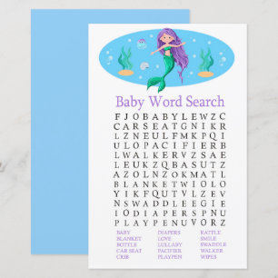 Papier Jeu de recherche de mots de Baby shower Mermaid