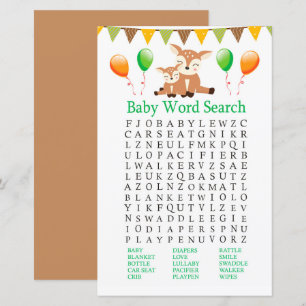 Papier Jeu de recherche de mots de Baby shower mignon