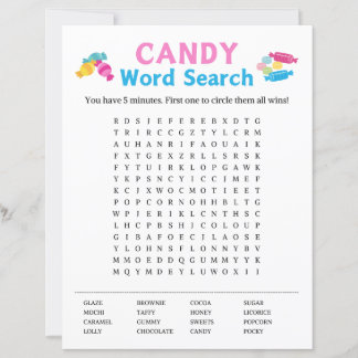 Papier Jeu de recherche de mots de bonbons