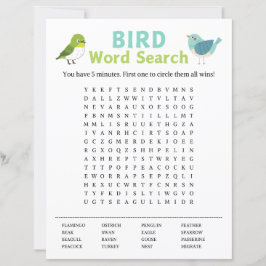 Papier Jeu de recherche de mots d'oiseaux