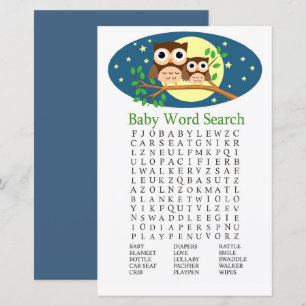Papier Jeu de recherche de mots du Baby shower Owl