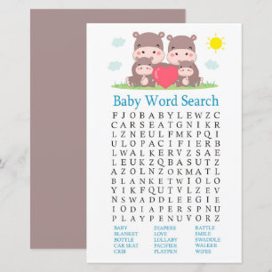 Papier Jeu de recherche de mots pour Baby Shower Family h