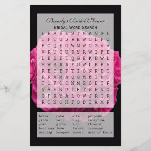 Papier Jeu de recherche de mots pour la fête nuptiale - R