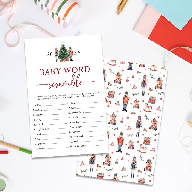 Papier Jeu de rugissement de mot de Nutcracker (Baby Word Scramble Holiday Nutcracker Baby Shower Game)