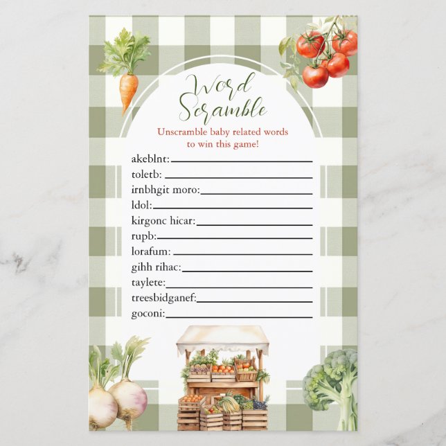 Papier Jeu de rugissement de mots frais du marché cultivé (Devant)