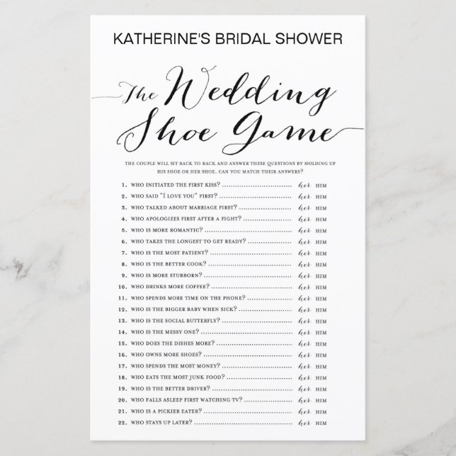 Papier Jeu de Salle de Mariage à Fond Blanc IMPRIMÉ (Devant)