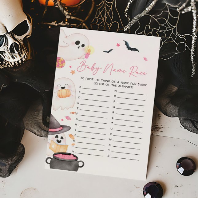 Papier Jeu de société pour deviner le prénom de bébé pour (Pink Little Boo Baby Shower Baby Name Race Game)