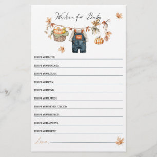 Papier Jeu de souhaits de Baby shower d'automne Citrouill