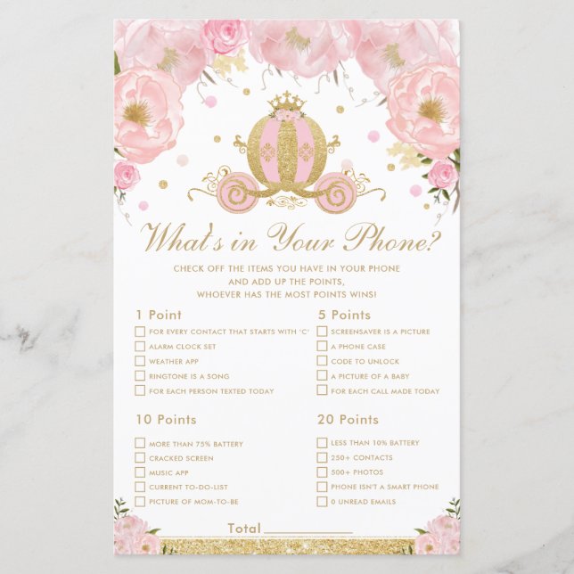Papier Jeu de téléphone Blush Floral Princess (Devant)