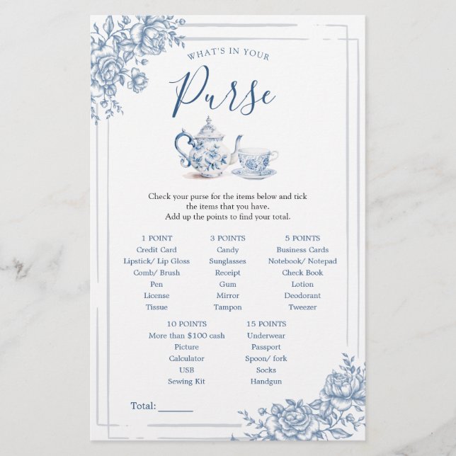 Papier Jeu de thé de mariée Blue Victorian Garden (Devant)