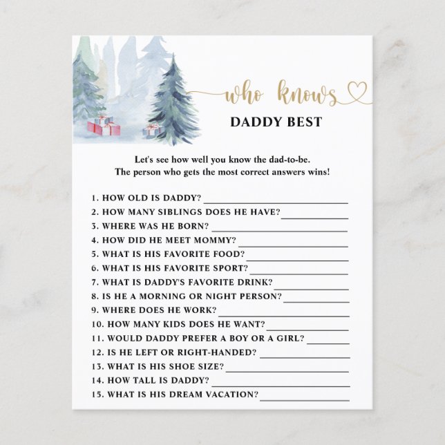 Papier Jeu de Winter Qui connaît le mieux papa (Devant)