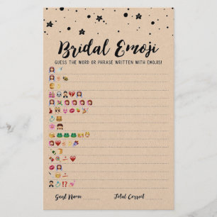 Papier Jeu d'emoji de mariage avec réponses Jeu de shower