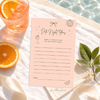 Papier Jeu d'idées de soirée en amoureux dessiné à la mai
