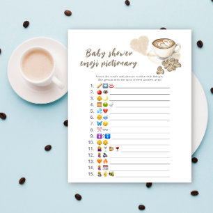 Papier Jeu d'images Emoji baby shower café infusé