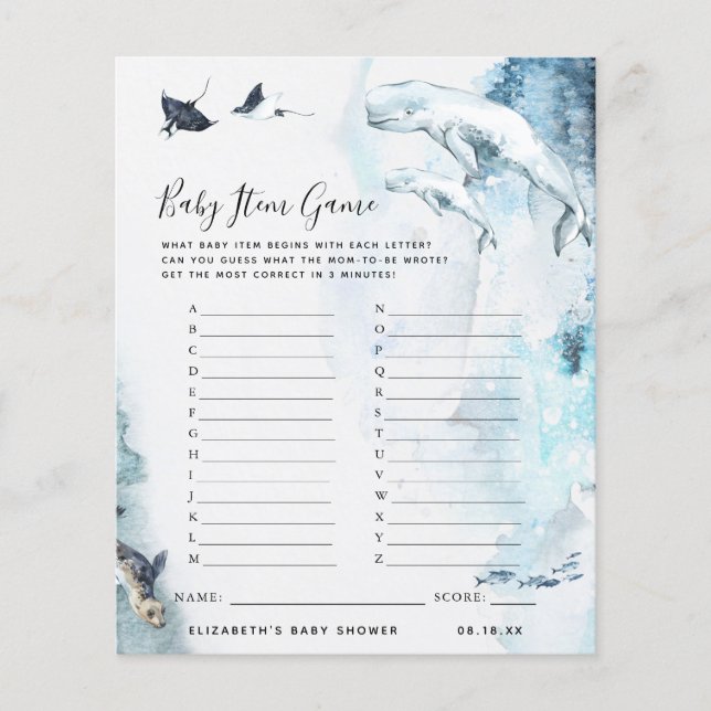 Papier Jeu d'objet bébé | Jeu Baby shower (Devant)