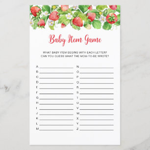 Papier Jeu d'objets bébé pour Baby Shower fraise