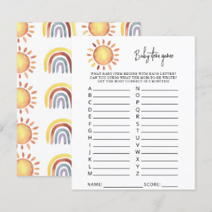 Papier Jeu d'objets Bébé Soleil. Jeu de Baby Shower