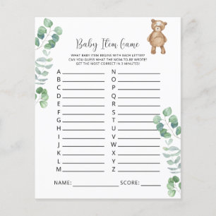 Papier Jeu d'objets pour bébé Bearly. Jeu de baby shower