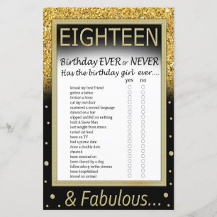 Papier Jeu du 18ème anniversaire à tout jamais