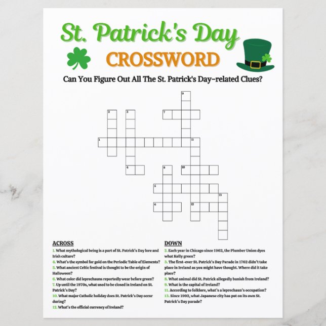 Papier Jeu du mot de passe de la Saint Patrick (Devant)
