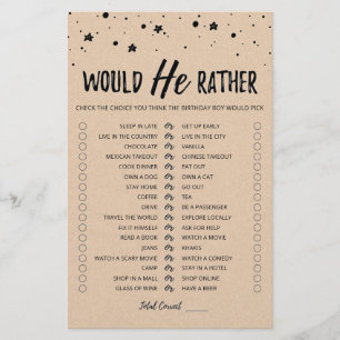 Papier Jeu éditable de type 'Would He Rather' pour annive