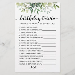 Papier Jeu éditable pour Anniversaire Trivia