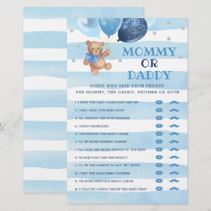 Papier Jeu Maman ou Papa Cadeau de Naissance Ours en Pelu