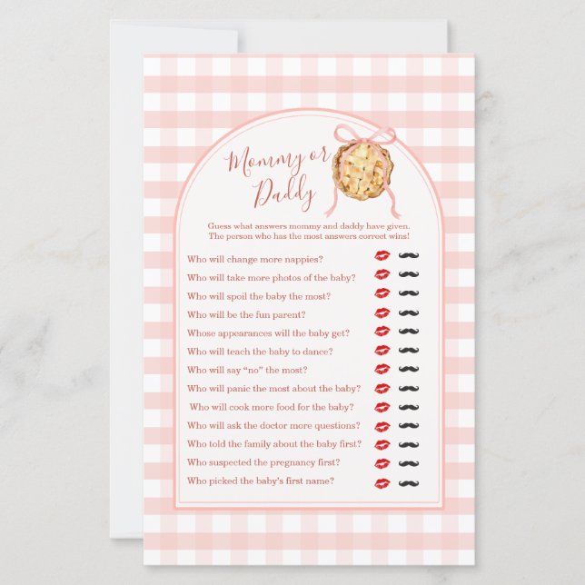 Papier Jeu Maman ou Papa Gingham Rose Pastel Cutie Pie (Devant)