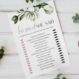 Papier Jeu Mariage Floral Magnolia Blanche Il a dit Elle