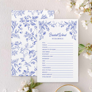 Papier Jeu Mot Fête des mariées Floral Bleu