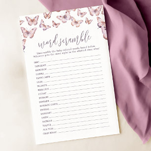 Papier Jeu mou violet et rose papillon Word Scramble