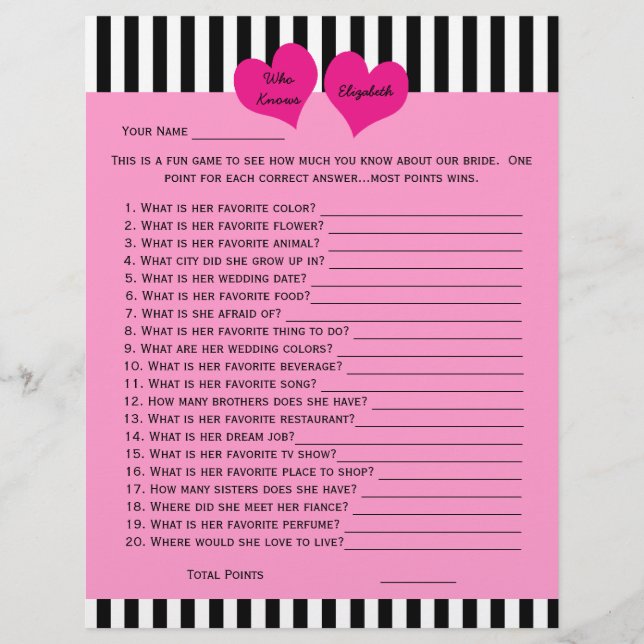 Papier Jeu nuptial ou Wedding shower — Couleur de sélecti (Devant)