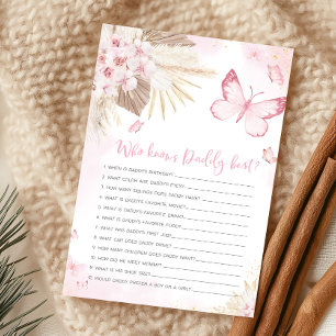 Papier Jeu Papillon Rose Qui Connaît le mieux Papa Douche