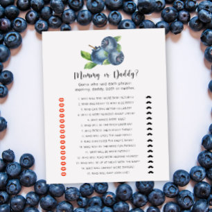 Papier Jeu pour baby shower « Blueberry - maman ou papa »