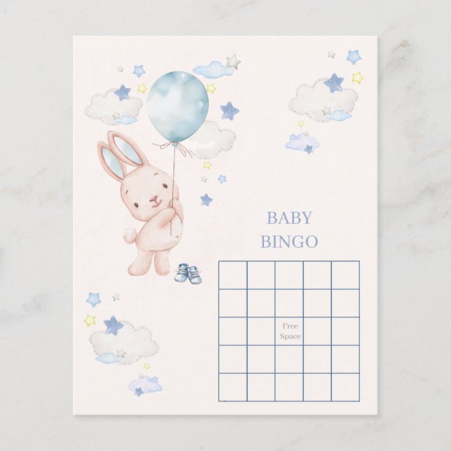 Papier Jeu pour une Baby Shower Lapin Garçon (Devant)
