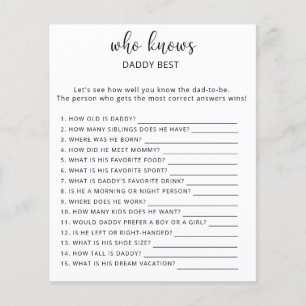 Papier Jeu Qui connaît le mieux DADDY