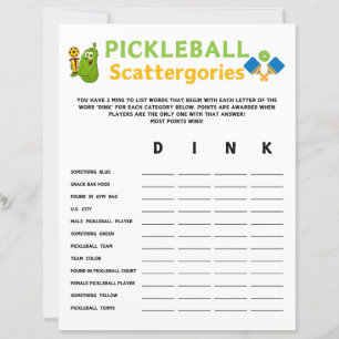 Papier Jeu Scattergories Pickleball