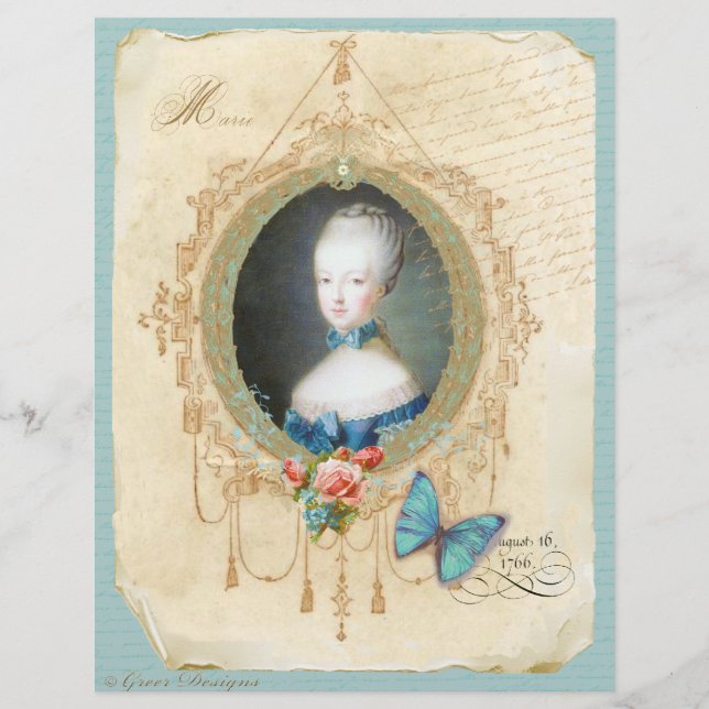 Papier Jeune reine Marie Antoinette n Papillon Imprimer (Devant)