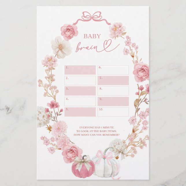 Papier Jeux Citrouilles de bébé blanc et rose (Devant)