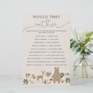 Papier Jeux de Baby shower à double face Boho Woodland