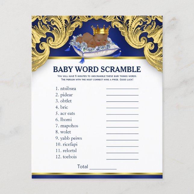 Papier Jeux de Baby shower afro-américains (Devant)
