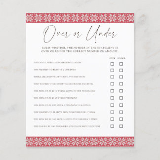 Papier Jeux de Baby Shower 'Au-Dessus et en Dessous/Plutô