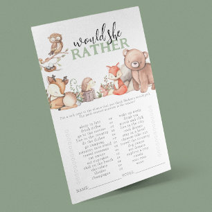 Papier Jeux de Baby Shower Bébé «Les Animaux de la Forêt,