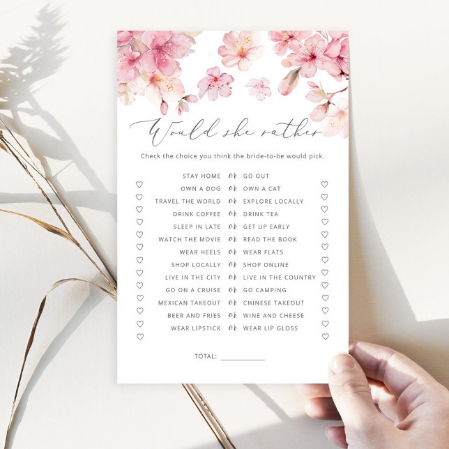 Papier Jeux de baby shower Cerisier à fleurs Préférerait- (Créateur téléchargé)