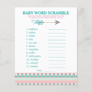 Papier Jeux de Baby shower de la flèche tribale pour fill