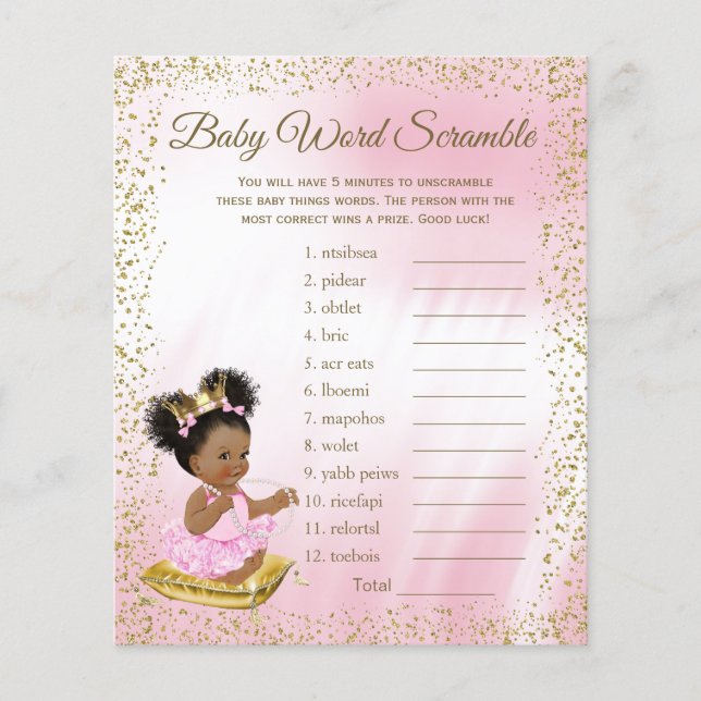 Papier Jeux de Baby shower de Princess Ethnic (Devant)